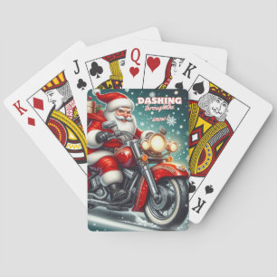 Santa auf einem Motorrad Spielkarten