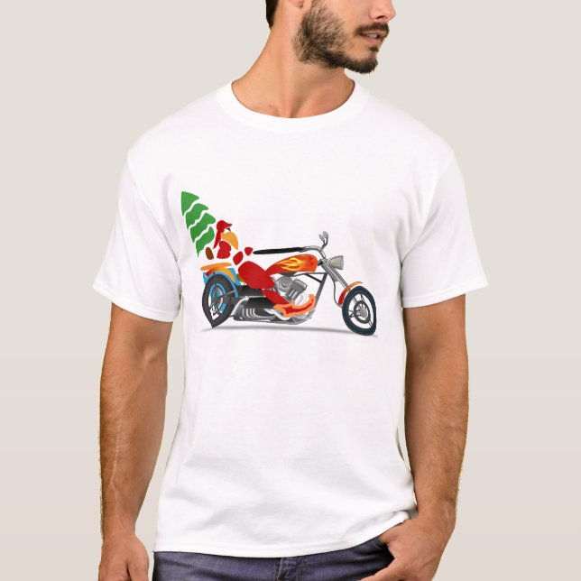 Santa auf einem Motorrad T-Shirt (Vorderseite)