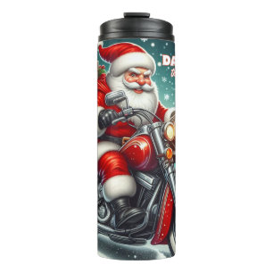 Santa auf einem Motorrad Thermosbecher