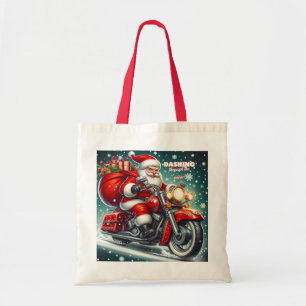 Santa auf einem Motorrad Tragetasche