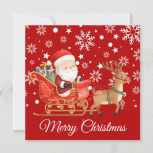 Santa auf einem Rentier-Schlitten weihnachtliche F Feiertagskarte