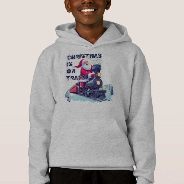 Santa auf einem Zug Hoodie (Vorderseite)