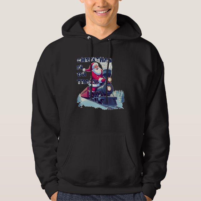 Santa auf einem Zug Hoodie (Vorderseite)
