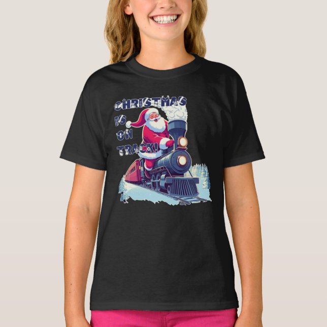 Santa auf einem Zug T-Shirt (Vorderseite)