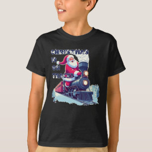 Santa auf einem Zug T-Shirt