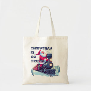 Santa auf einem Zug Tragetasche