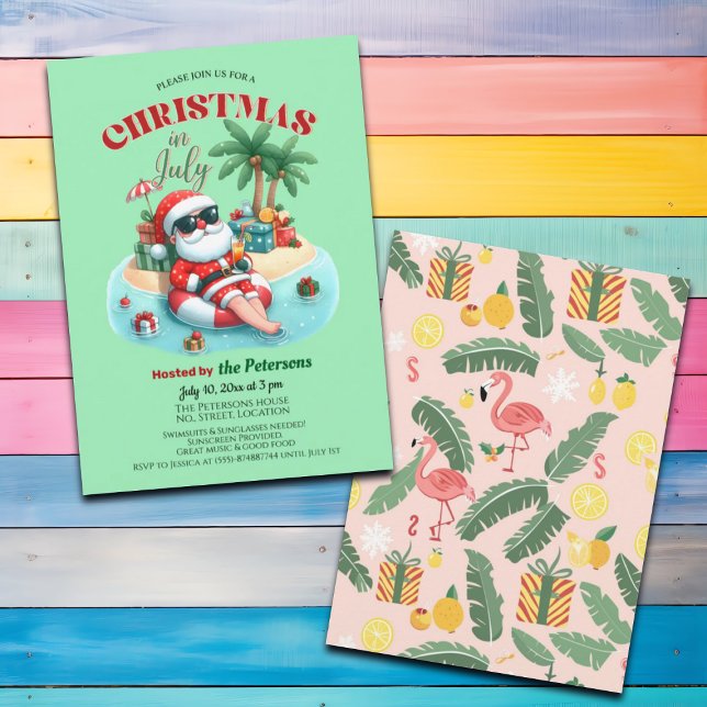 Santa auf einer tropischen Insel Weihnachten im Ju Einladung (Von Creator hochgeladen)
