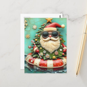Santa auf Floattour Postkarte