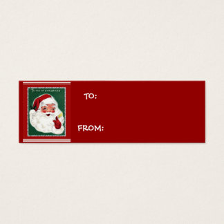 Santa auf grünem Hintergrund mit roten Geschenkanh
