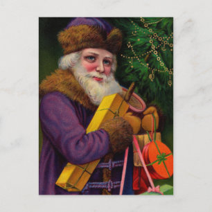 Santa auf lila Postkarte