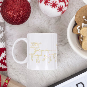 Santa auf Rentier-Schlitten Weihnachts-Heiße Schok Zweifarbige Tasse