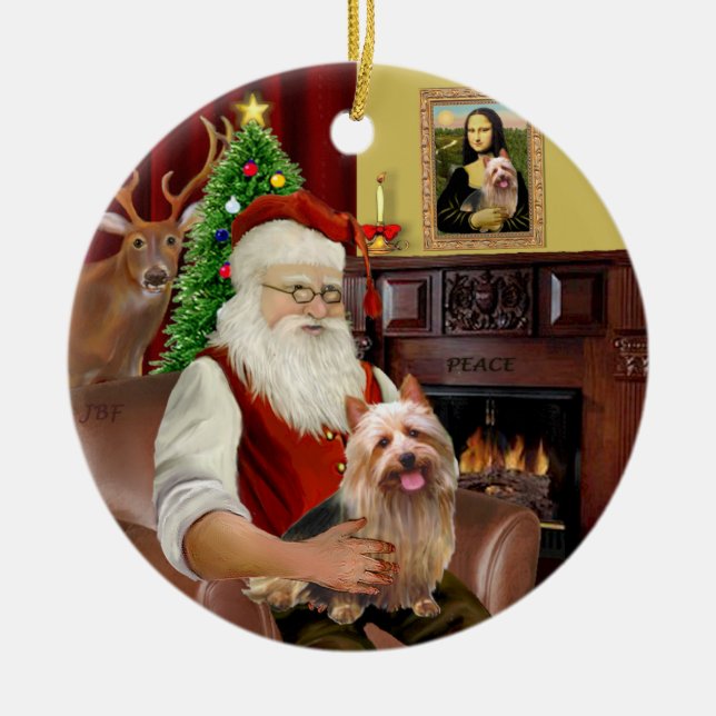 Santa - Australian Terrier Keramikornament (Vorne)