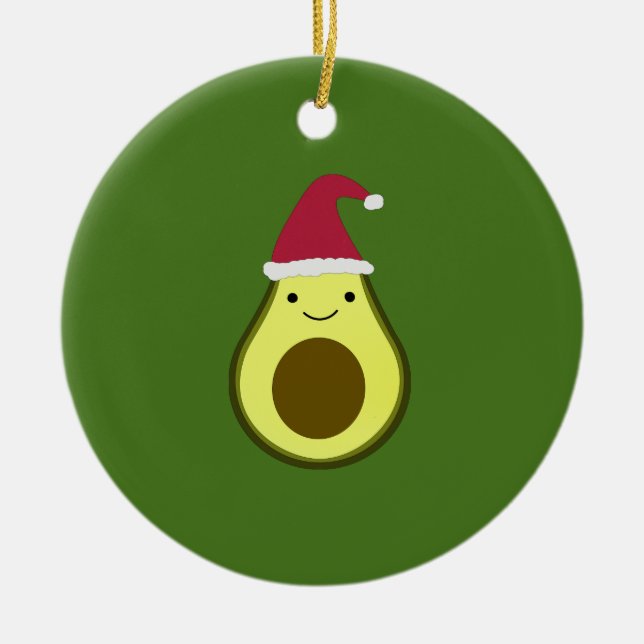 Santa Avocado Keramik Ornament (Vorne)