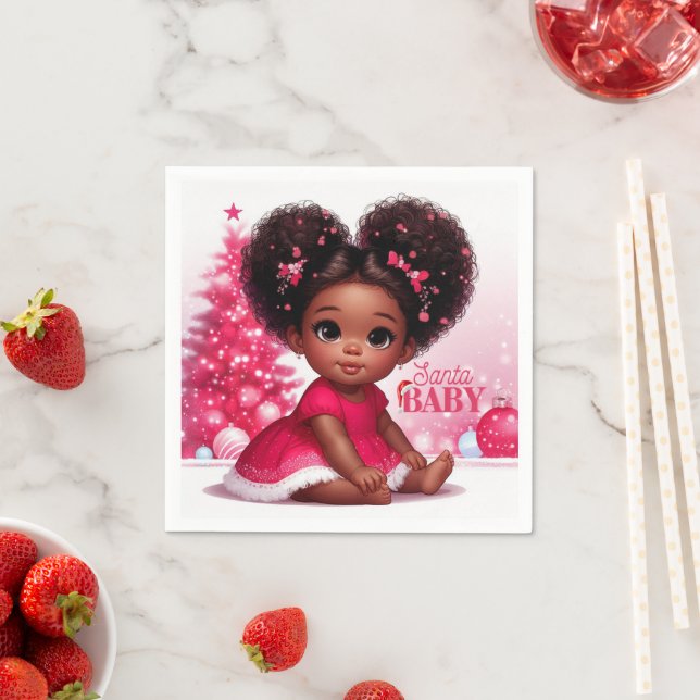 Santa Baby Afro Puff Säugling Girl Serviette (Beispiel)
