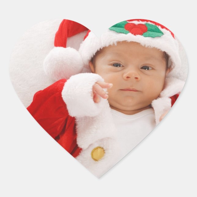 Santa Baby auf Foto Es Ihr Weg Herz Aufkleber (Vorderseite)