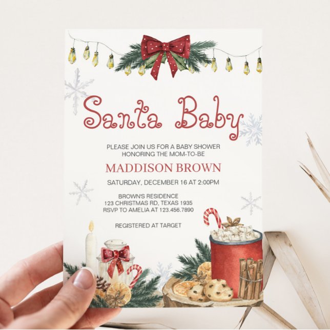Santa Baby Baby Dusche Einladung (Winter Christmas Baby Shower Invitation)