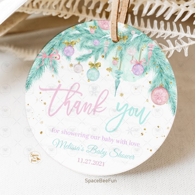 Santa Baby Baby Dusche Geschenkanhänger (Santa Baby Baby Shower, thank you tag,baby shower invitation, sticker gift tag, holiday baby shower,)