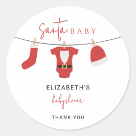 Santa Baby Baby Dusche Kleidung Weihnachten Runder Aufkleber