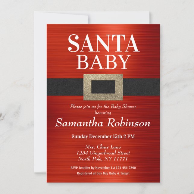 Santa Baby Baby Duwer Weihnachtsgeschlecht neutral Einladung (Vorderseite)