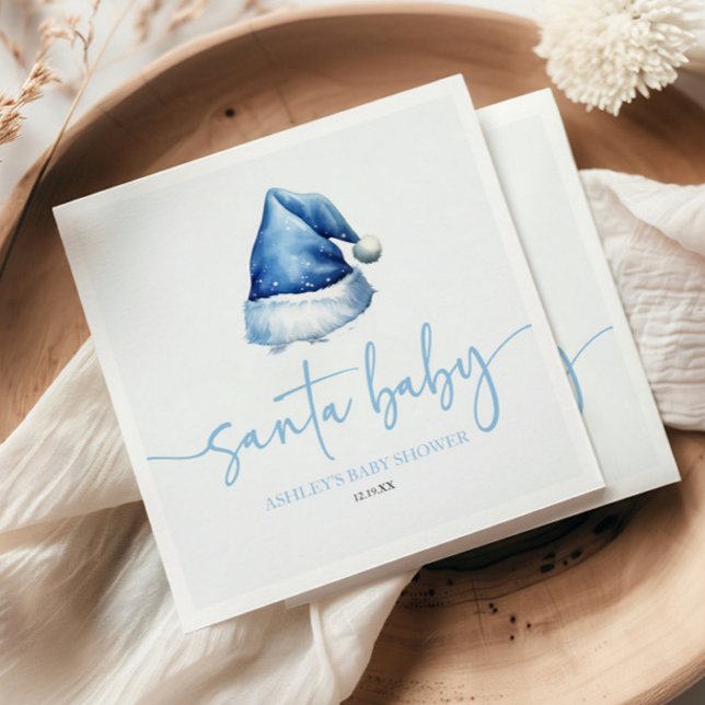 Santa Baby Blue Hat Weihnachtsferien Baby Dusche Serviette (Von Creator hochgeladen)