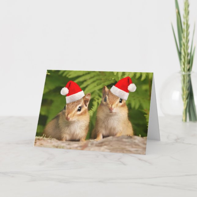 Santa Baby Chipmunkkarte Feiertagskarte (Vorderseite)