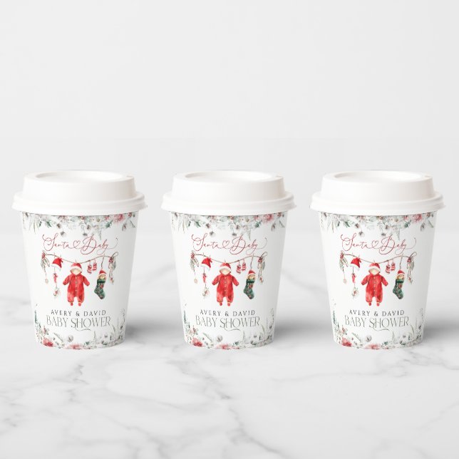 Santa Baby Christmas Baby Baby Dusche Willkommen Pappbecher (Multi)