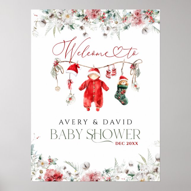 Santa Baby Christmas Baby Baby Dusche Willkommen Poster (Vorne)