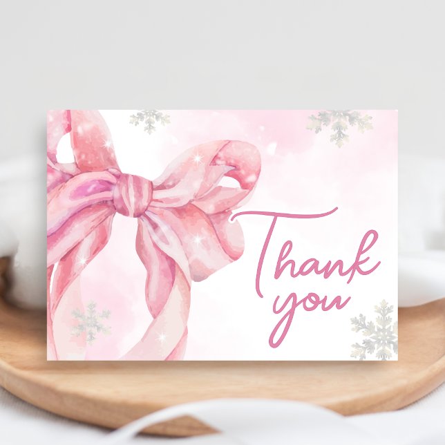 Santa Baby Christmas Baby Dusche Dankeskarte (Pink Coquette Winter Baby Shower Thank you Card)