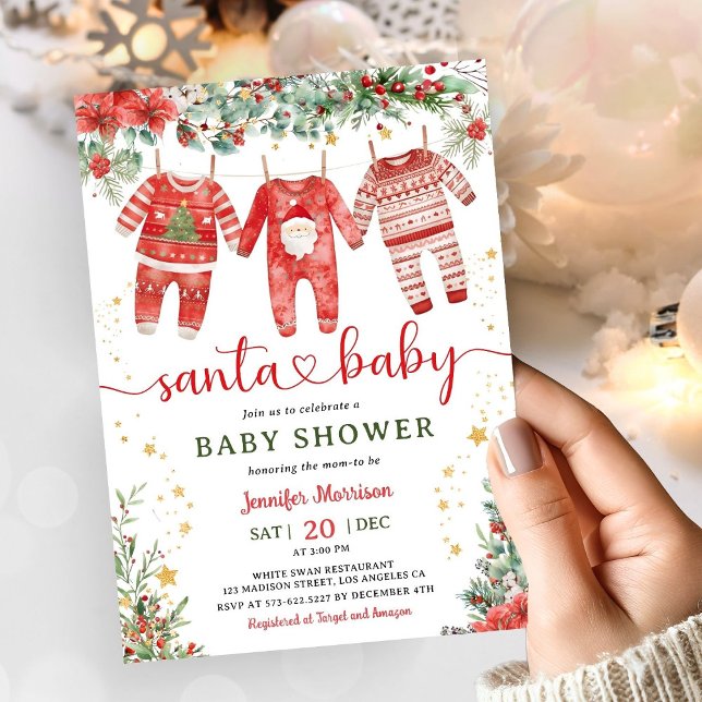 Santa Baby Christmas Baby Dusche Einladung (Von Creator hochgeladen)