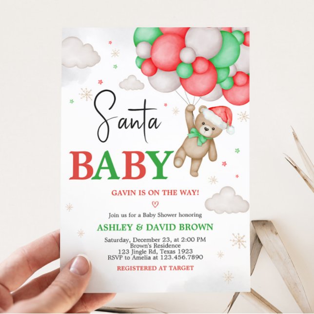 Santa Baby Christmas Baby Dusche Einladung (Christmas Santa Baby Shower Invitation)