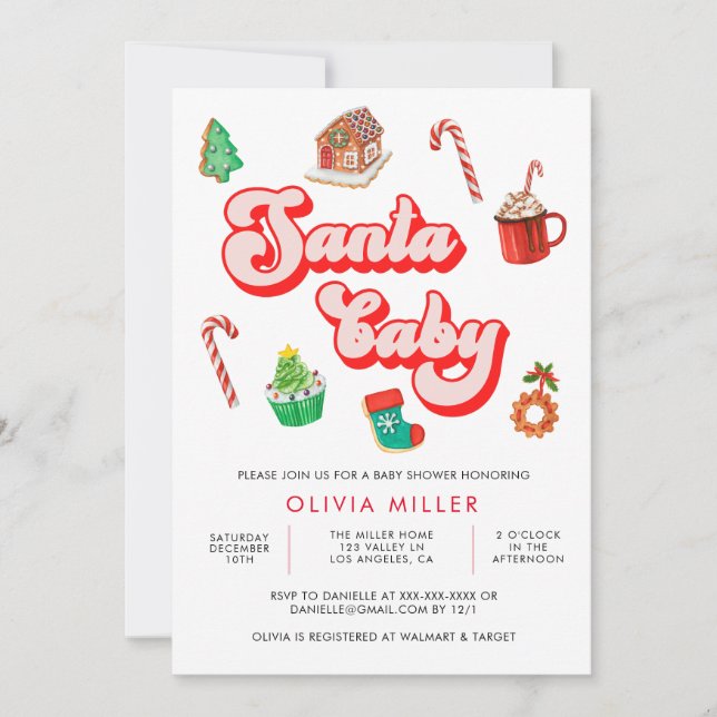 Santa Baby Christmas Baby Dusche Einladung (Vorderseite)