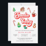 Santa Baby Christmas Baby Dusche Einladung<br><div class="desc">Santa,  Baby! Diese niedliche Babydusche mit Retro-70er-Schriftart in den Farbtönen Candy Rosa und Gumper Rot. Das Hauptmerkmal dieser Einladung sind die handbemalten Weihnachtsbauten in Aquarellen,  die auf der Vorder- und Rückseite zu sehen sind. Es ist perfekt für eine Weihnachtsdusche.</div>