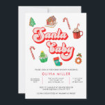 Santa Baby Christmas Baby Dusche Einladung<br><div class="desc">Santa,  Baby! Diese niedliche Babydusche mit Retro-70er-Schriftart in den Farbtönen Candy Rosa und Gumper Rot. Das Hauptmerkmal dieser Einladung sind die handbemalten Weihnachtsbauten in Aquarellen,  die auf der Vorder- und Rückseite zu sehen sind. Es ist perfekt für eine Weihnachtsdusche.</div>