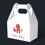 Santa Baby Christmas Baby Dusche Geschenkschachtel<br><div class="desc">Weihnachtsdusche zum Thema Weihnachten mit Baby-Kleidung und schwarzem Büffel kariert.</div>