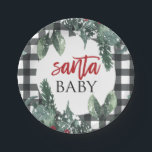 Santa Baby Christmas Baby Dusche Pappteller<br><div class="desc">Weihnachtsdusche zum Thema Weihnachten mit Weihnachtsgrün und schwarzem Büffel kariert.</div>