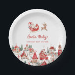 Santa Baby Christmas Baby Dusche Pappteller<br><div class="desc">Feiern Sie die Saison mit diesem charmanten Weihnachtsduschmaschine Papier Teller mit Santa und einer gemütlichen Dorfszene. Dieses individuell gestaltbare Design eignet sich perfekt für eine Babydusche im Urlaub. Ob geschlechtsneutral oder traditionell,  diese Teller verleihen Ihrer Feier eine Touch festlicher Magie! Passende Artikel in unserem Shop Cava Party Design</div>