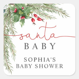 Santa Baby Christmas Baby Dusche Quadratischer Aufkleber