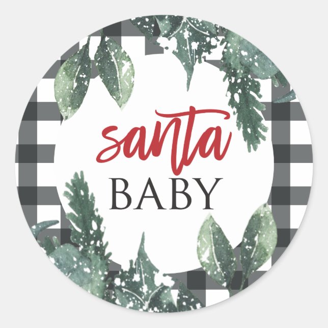 Santa Baby Christmas Baby Dusche Runder Aufkleber (Vorderseite)