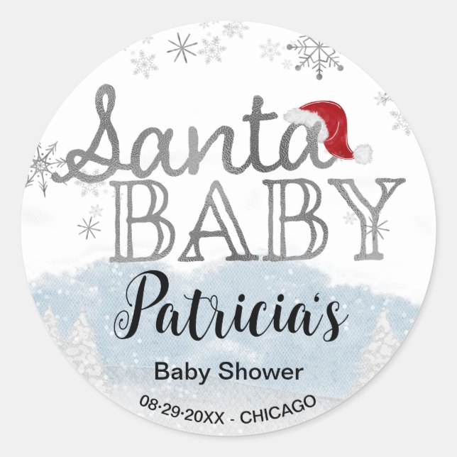 Santa Baby Christmas Baby Dusche Runder Aufkleber (Vorderseite)
