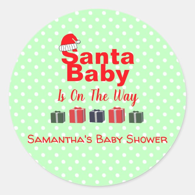 Santa Baby Christmas Baby Dusche Runder Aufkleber (Vorderseite)