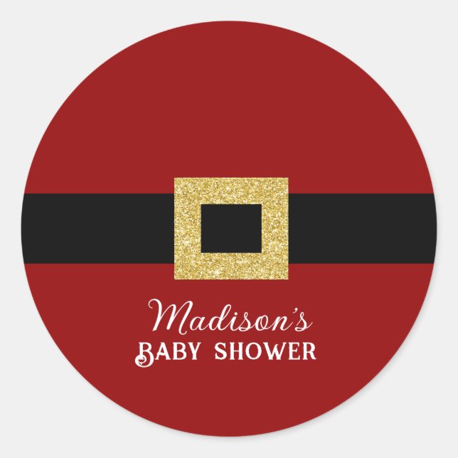 Santa Baby Christmas Baby Dusche Runder Aufkleber (Vorderseite)