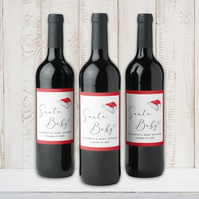 Santa Baby Christmas Baby Dusche Weinetikett (Von Creator hochgeladen)