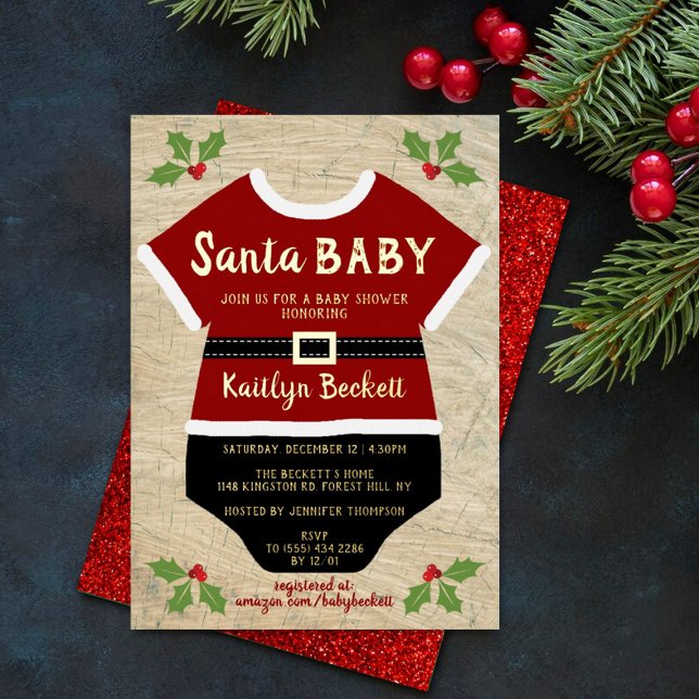 Santa Baby | Christmas Baby Shooter Real Gold Folieneinladung (Von Creator hochgeladen)