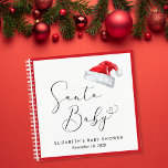 Santa Baby Christmas Baby Shooting Guest Book Notizbuch<br><div class="desc">Niedliches Gästebuch für Ihre Weihnachtsdusche mit "Santa Baby" in einer schicken Schrift mit einem Herzschlag und einer Aquarellillustrierung eines roten Hutes des Weihnachtsmanns. Personalisieren Sie den Namen der Mutter und das Duschdatum in einfacher Typografie.</div>