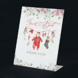 Santa Baby Christmas Baby Shooting Guest Book Sockelschild<br><div class="desc">Santa Baby Christmas Baby Shooting Guest Book</div>