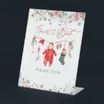 Santa Baby Christmas Baby Shooting Guest Book Sockelschild<br><div class="desc">Santa Baby Christmas Baby Shooting Guest Book</div>