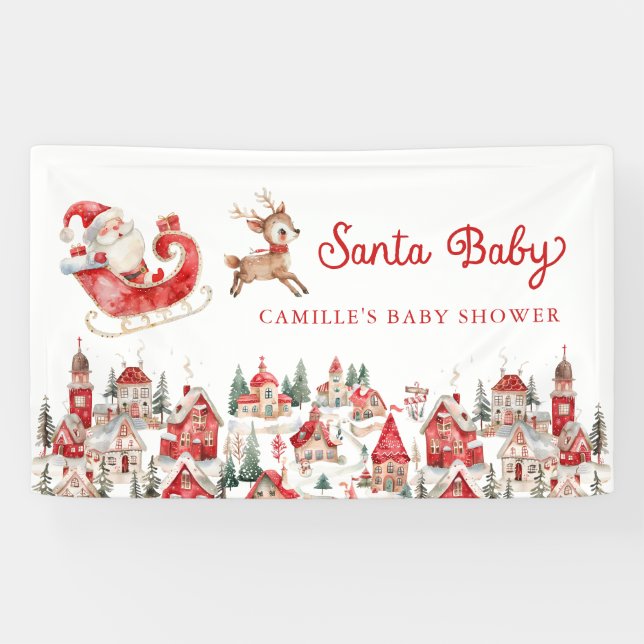 Santa Baby Christmas Baby Shooting Party Banner (Horizontal)