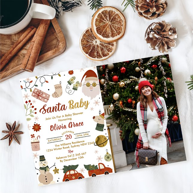 Santa Baby Christmas Baby Shooting Party Einladung (Von Creator hochgeladen)