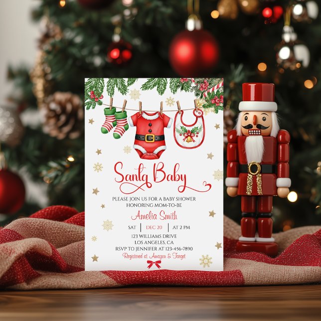 Santa Baby Christmas Baby Shower Invitation Einladung (Von Creator hochgeladen)