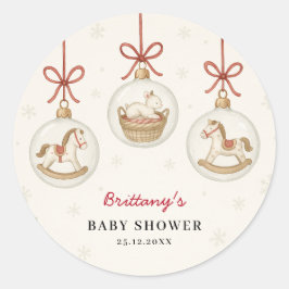 Santa Baby Christmas Baby Shower  Runder Aufkleber